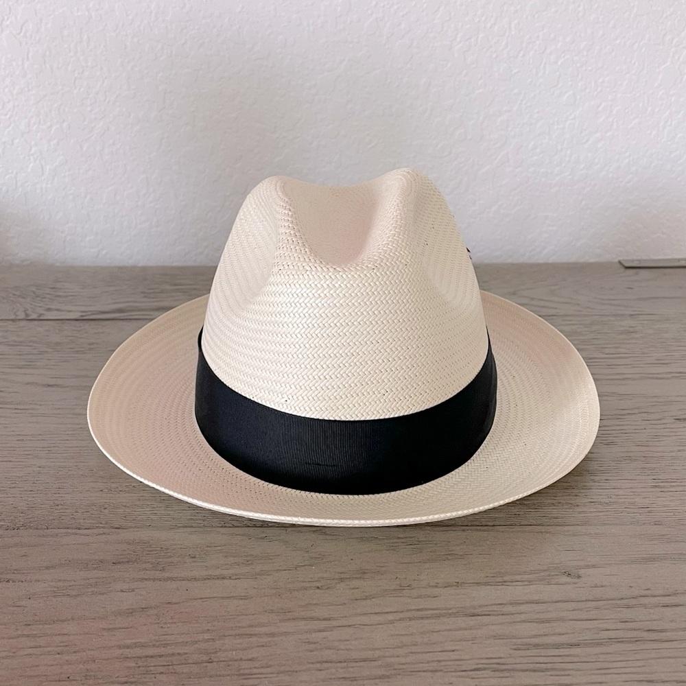 Paper Straw Fedora Hat • Size 53 - 6 5/8 (XS)
